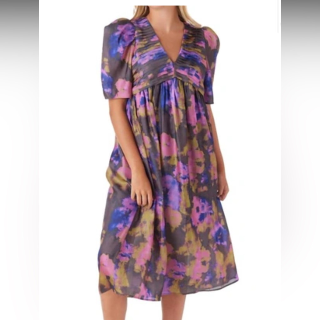 Crosby By Mollie Burch Floral Midi Dress In Purple, Pink, Olive
